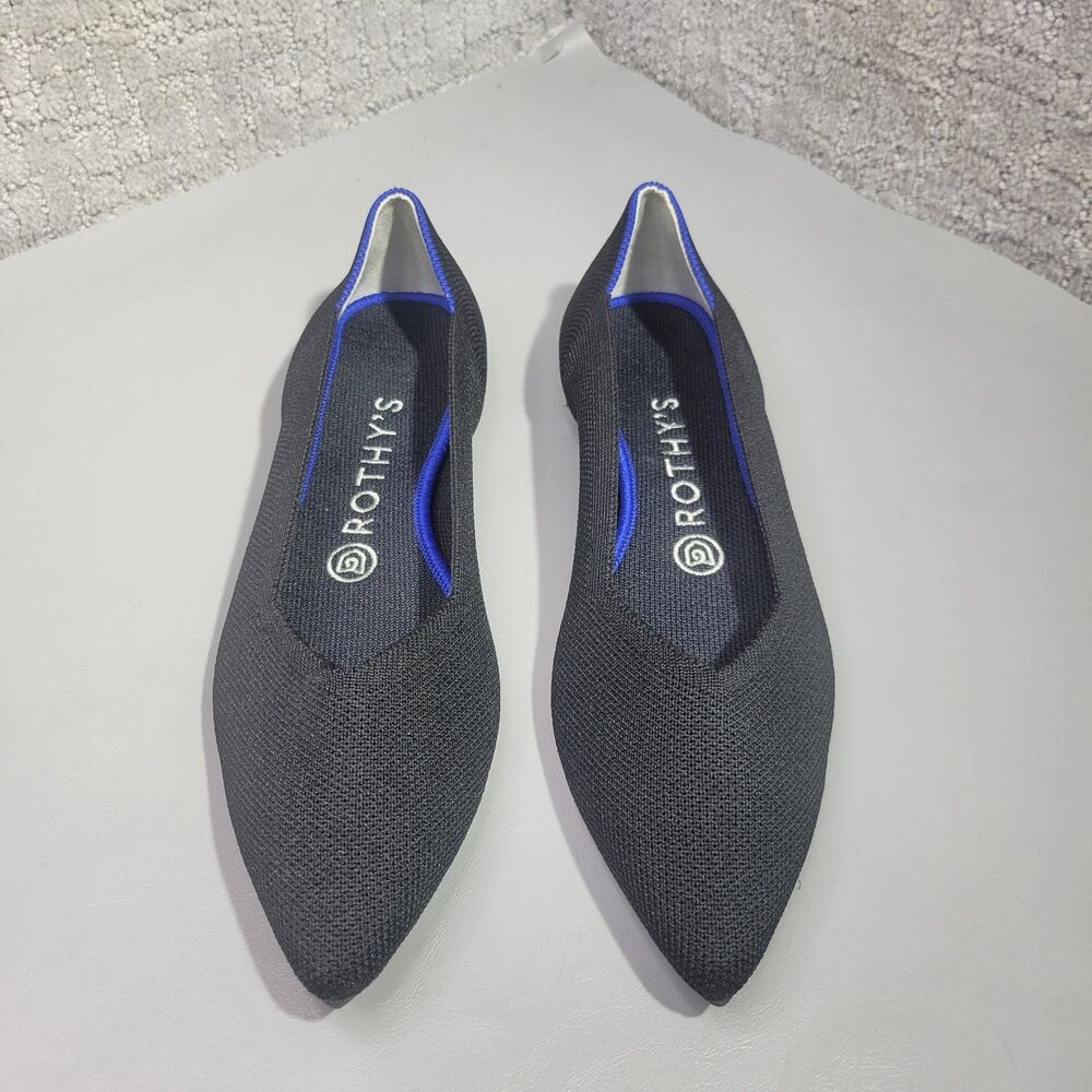 Rothy's The Point Women's Size 8 Black Solid Lightweight Knit Ballet Flats
